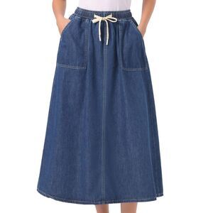 INSPIRE CHIC -  Women's Denim Elastic Waist Casual A  Dark Blue